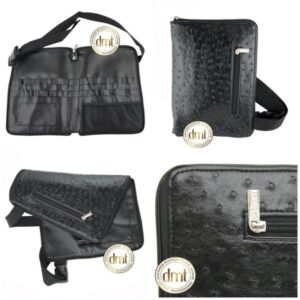 Faux Ostrich Leather Zip Around Makeup Brush Roll and Belt