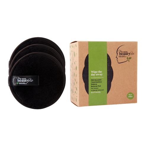 My Eco Beauty Kit Pro Re-useable Thick Bamboo Makeup Remover Pad- Heavy Makeup Removal Black 3pk 